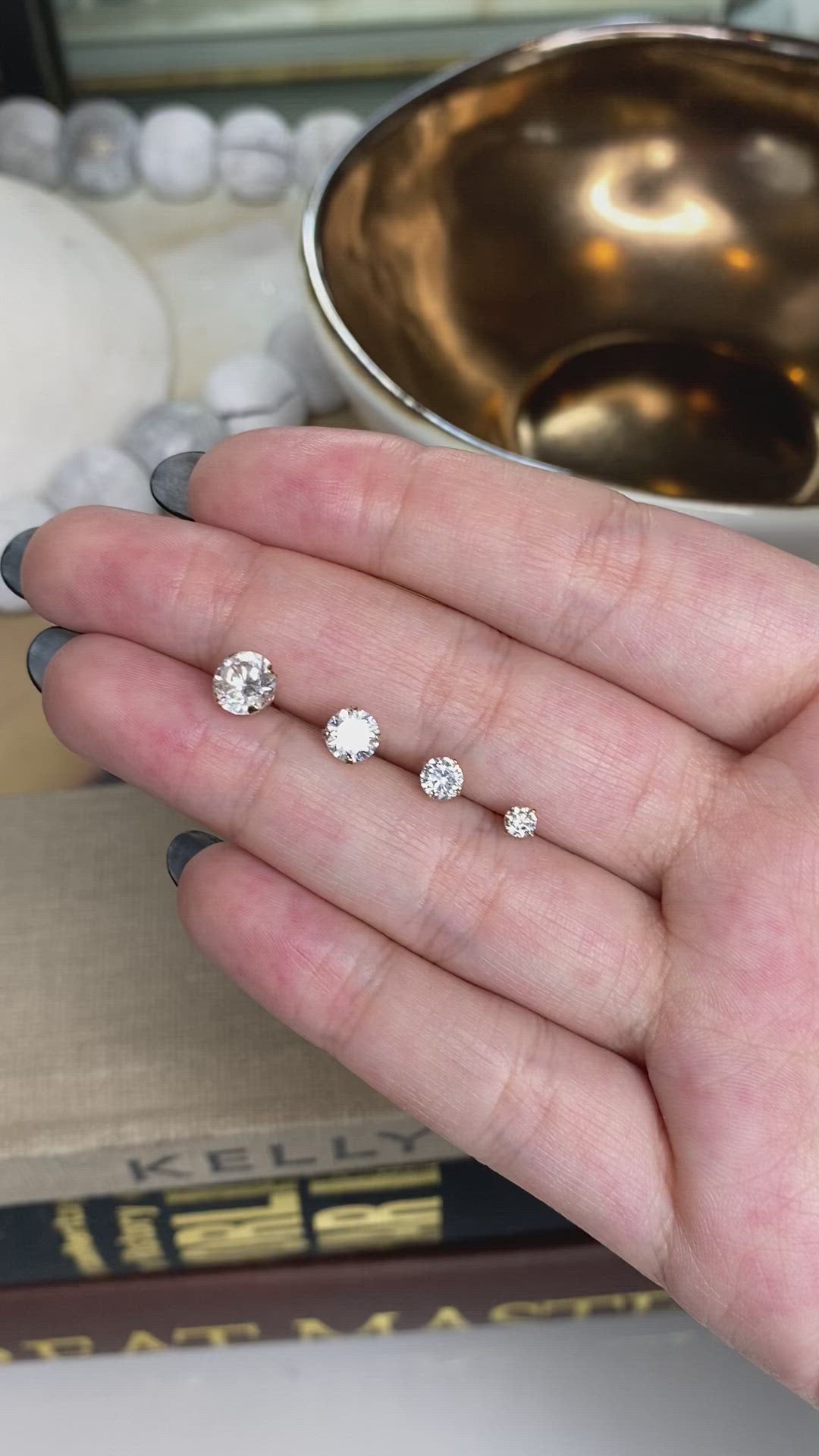 14K Solitaire CZ Stud Earrings | Classic Prong-Set Gold Studs